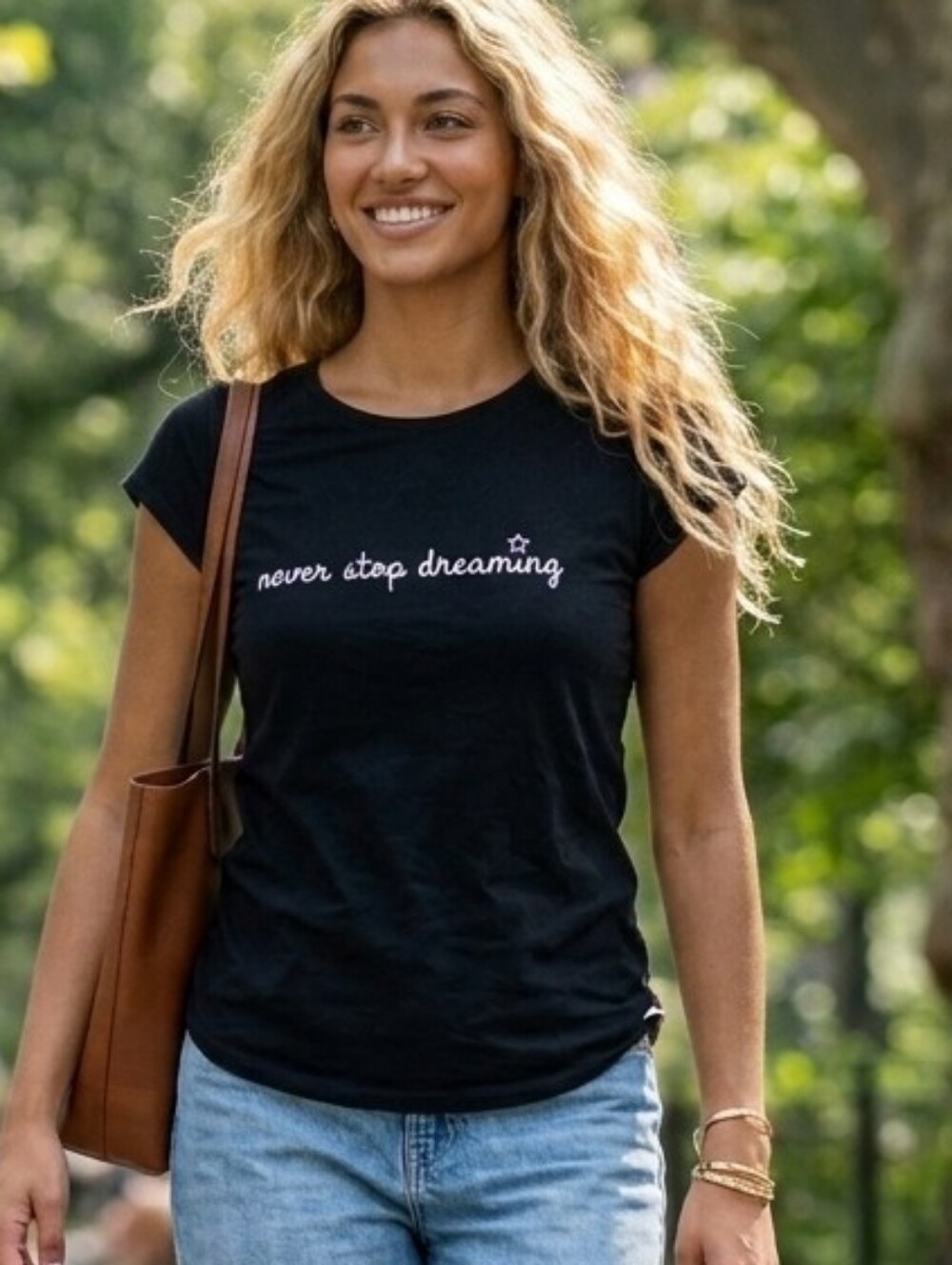 "Never Stop Dreaming" logo tee